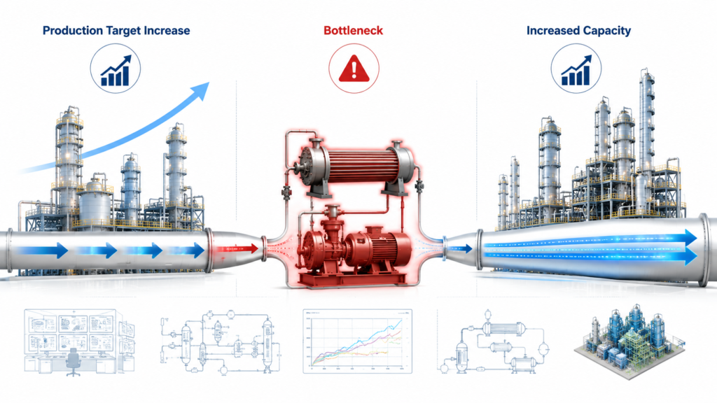 Process optimization and debottlenecking analysis in refinery operations to increase plant capacity