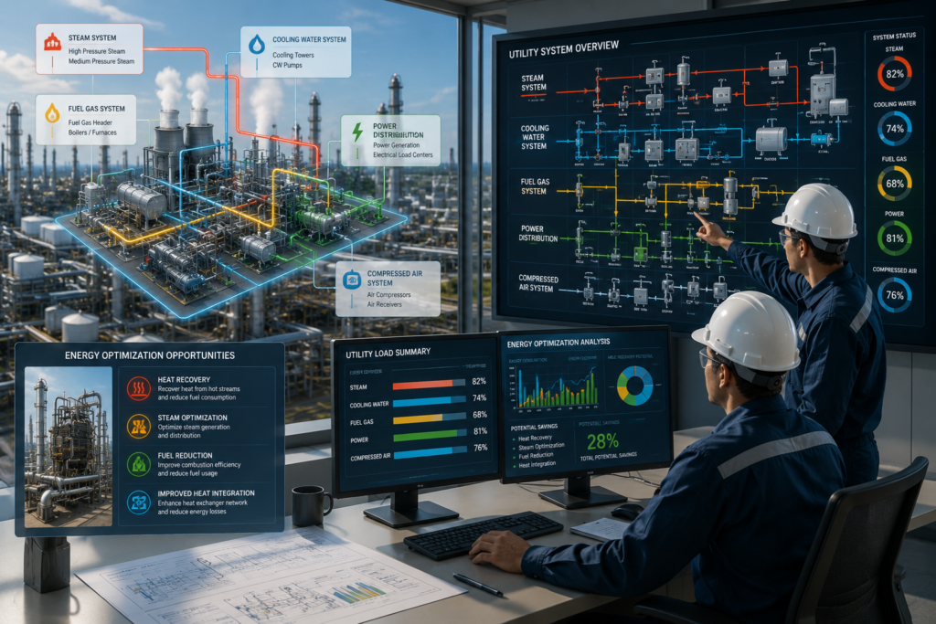 Utility system assessment and energy optimization in refinery expansion