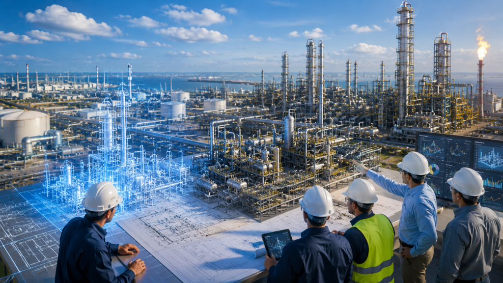 Refinery capacity expansion engineering studies including feasibility analysis, process simulation, safety assessment, and energy optimization