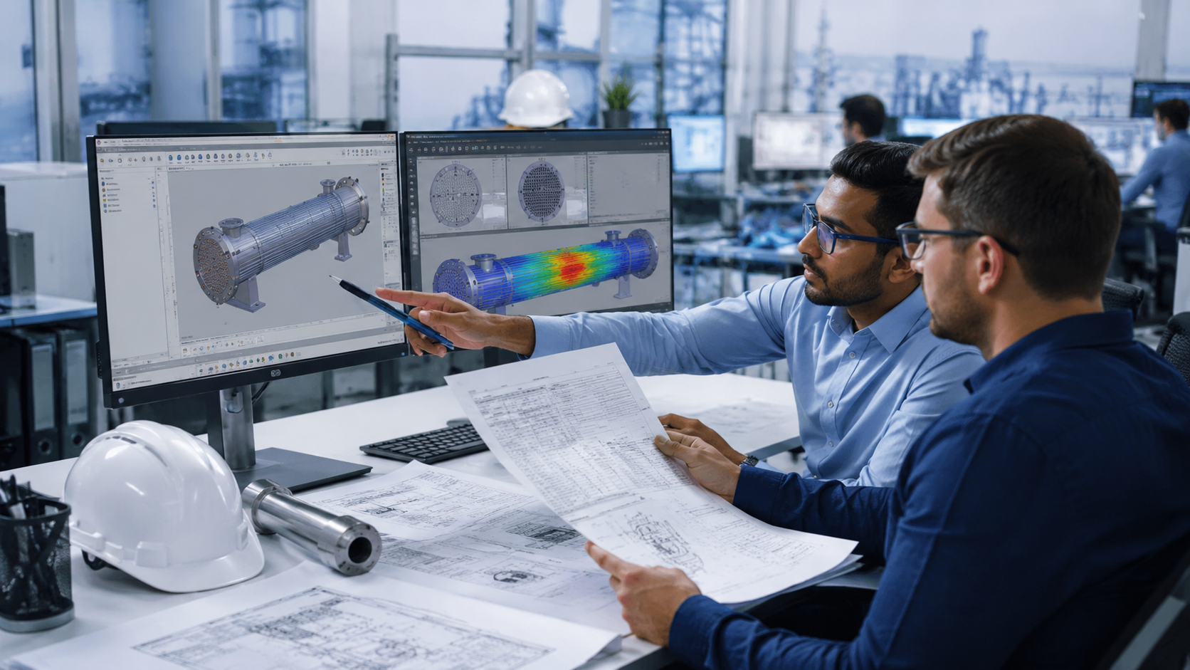 Process Equipment Design engineers performing heat exchanger and pressure vessel design